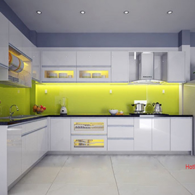 Tủ bếp nhựa  đặc acrylic bóng kính