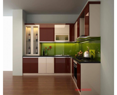 Tủ bếp nhựa  đặc acrylic bóng kính
